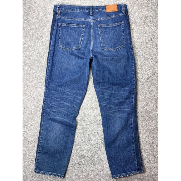 J.Crew Women 32(Measured 34) 2-Tone Tuxedo Stripe Jeans Med Wash Distressed - Picture 4 of 12